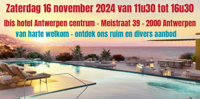 Infosessie op zaterdag 16 november 2024 in Antwerpen (BE) - Kopen en investeren in Spanje