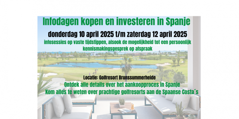 Infodagen over kopen en investeren in Spanje - NL Limburg - 10/4 t/m 12/4