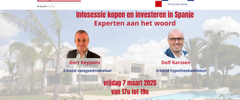 Infosessie over kopen en investeren in Spanje - vrijdag 7/3/2025 op ons kantoor in La Mata