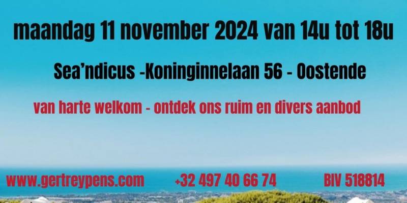 Infosessie op maandag 11 november 2024  in Oostende (BE) - Kopen en investeren in Spanje